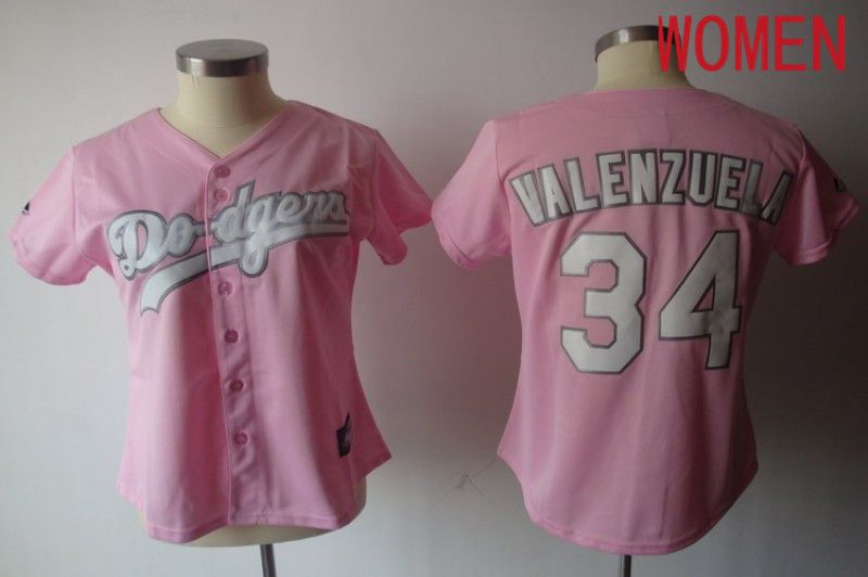 Women Los Angeles Dodgers #34 Valenzuela Pink 2024 MLB Jersey